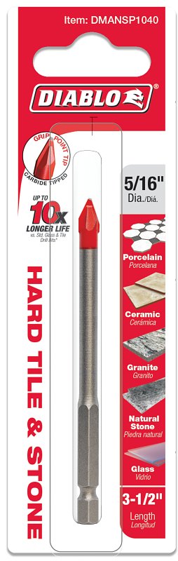 Diablo 5/16 in. Hard Tile & Stone Carbide Tipped Drill Bit DMANSP1040