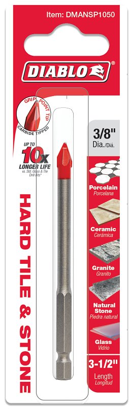 Diablo 3/8 in. Hard Tile & Stone Carbide Tipped Drill Bit DMANSP1050