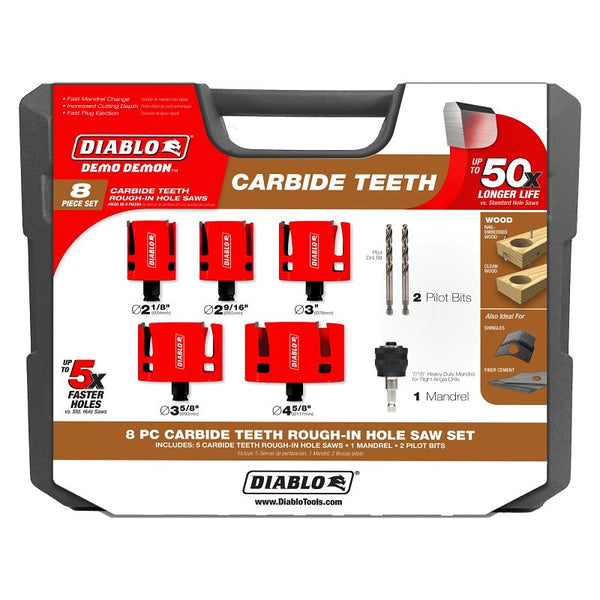 Diablo Demo Demon Carbide Teeth Rough-In Hole Saw Set (8-Piece) DHS08SCTR