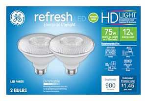 GE Refresh LED Light Bulbs, 75 Watt, Daylight, PAR30 Outdoor Bulbs (2 Pack)
