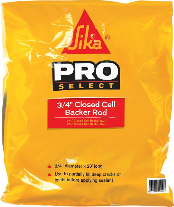 Sika - Polyethylene Foam - Closed Cell Backer Rod (Gray) - to Fill Joints and Cracks Before applying sealant - Water-Resistant, Flexible - 3/4" Diameter x 20' ft. Long 108130