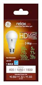 GE Lighting Relax LED 3-Way Light Bulb, 5/11/16 Watt, Soft White, A21 Standard Light Bulb, CA Compliant (1 Pack)