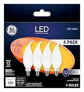 GE Lighting 37418 LED Decorative Light Bulb, Frosted, 4-Watts, 4-Pk. - Quantity 1