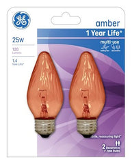 GE 25W Amber Flame Shaped Bulb, Multi-Purpose Decorative, 2 Pack (2 units) 75339