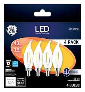 GE, 4 Pack, LED4DCAC-AGC-4P, 3.5W, Clear, Decorative LED Light Bulb