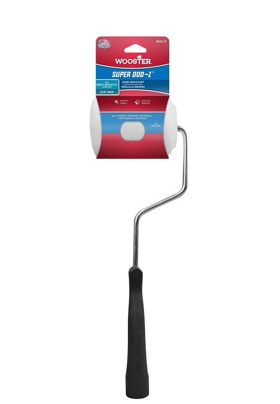 Wooster Brush R105-3 Deluxe Shed Resistant Mini Trim Roller, 3/8 in Nap, 15-1/4 in L, 3 in, Steel Shank Frame, 3 Inch