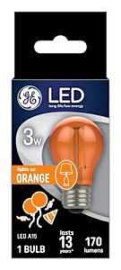 GE Lighting 93116858 LED Party Light Bulb, A15, Orange, Soft White, 100 Lumens, 3-Watt - Quantity 1