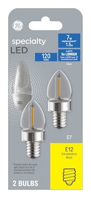 GE Lighting 275322 1W C7 Candelabra Base Night Light LED Bulb 93129008