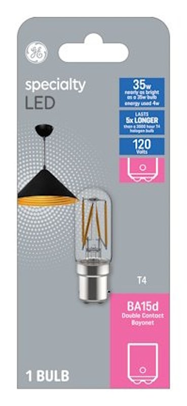 GE Lighting 93129023 LED Light Bulb, Clear, Filament Design, 3-Watts, 350 Lumens - Quantity 1