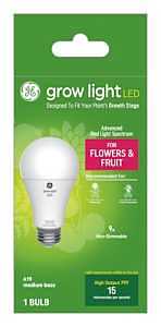 GE Lighting 105646 1.9W LED Horticultural Grow Light Bulb for Fruit & Flowers White - A19 Shape