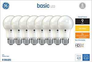 GE Basic LED Light Bulbs, 40 Watt, Soft White, A19 (8 Pack)