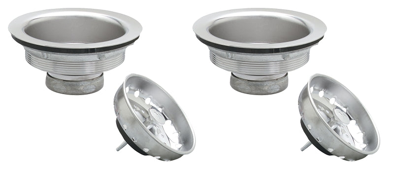 Plumb Pak K5414-2 Kitchen Sink Strainer with Fixed Post Basket, 2 Pack, Stainless Steel