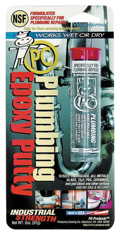 PC Products PC-Plumbing Epoxy Putty, 2oz Stick, Concrete Gray 25598