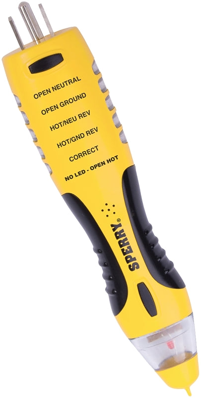Sperry Instruments VD7504GFI DualCheck 2-in-1 Non-Contact Voltage Detector + GFCI Outlet Circuit Analyzer, 360° Visual & Audible Indicators, 50-1000V AC, 250 lb. Crush Rating