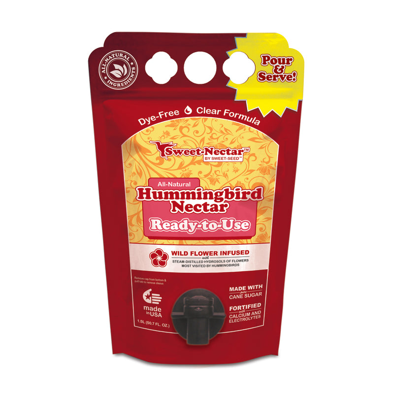 sweet-seed Hummingbird Nectar, 1.5 L (50.7 oz) - Ready to Use, Made in The USA | Extends The Life of Nectar for Hummingbird Feeders - The Ultimate Hummingbird Food