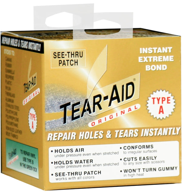 Tear-Aid Fabric Repair Kit, Type A Clear Patch for Canvas, Fiberglass, Leather, Polyester, Nylon & More, 3in x 5ft Roll, Single Pack D-ROLL-A-20