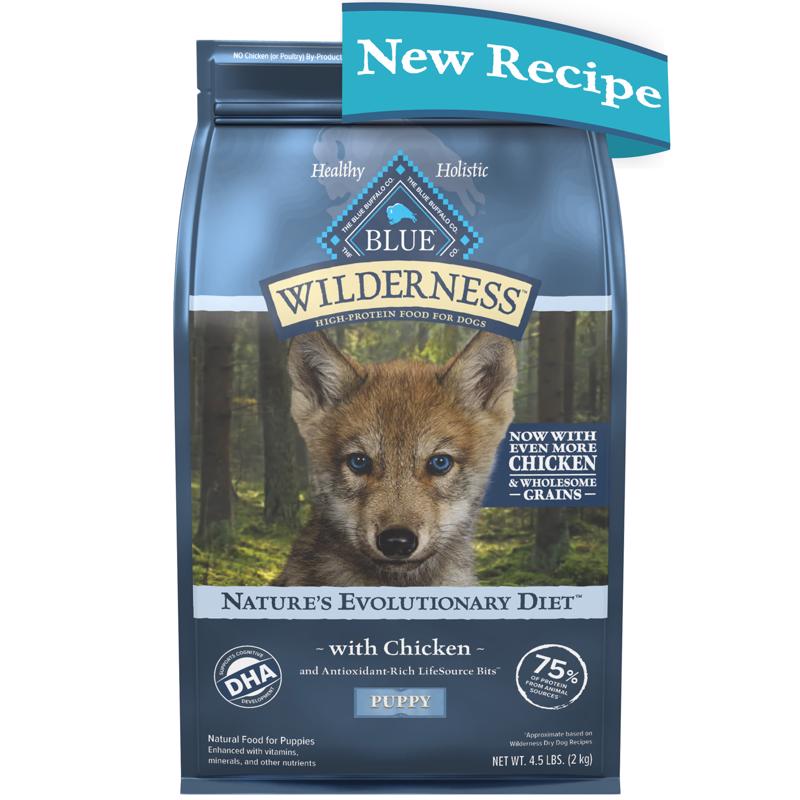Blue Buffalo Wilderness High-Protein Natural Dry Food for Puppies, Chicken Recipe, 4.5-lb. Bag 597166