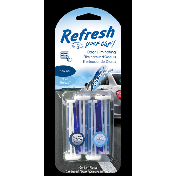 Car Air Freshener, Odor Eliminator, Set of 4 Auto Dual Scent Vent Sticks, New Car and Cool Breeze Scent, Refresh Your Car E301433400