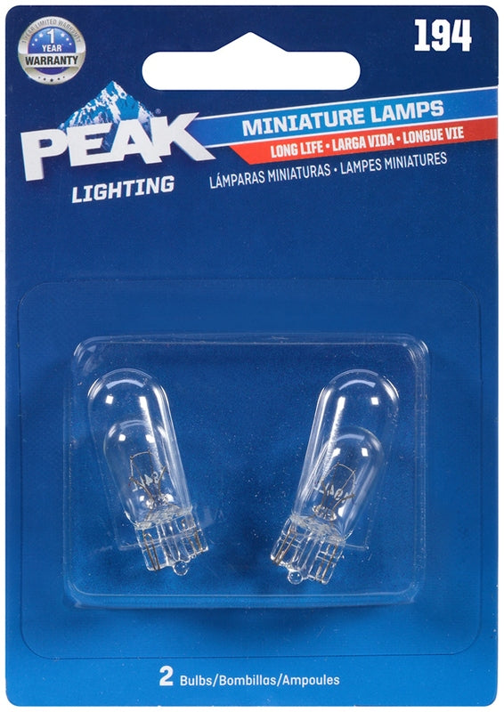 PEAK 8020255 Miniature 14 V T3-1-4 Automotive Bulb - 194 - Pack of 2