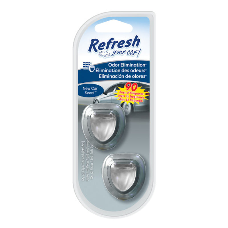 Refresh Your Car! E300868203 Mini Oil Diffuser, 2 Per Pack, New Car
