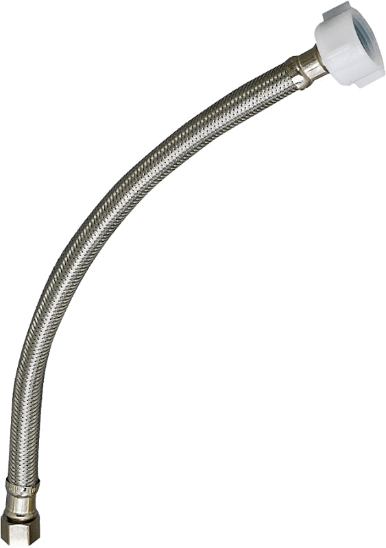 Plumb Pak PP23812 E-Z Toilet Supply Line, 1/2In Fip X Ballcock X 12In, Stainless Steel