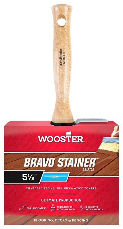 Wooster Brush F5116-5 1/2 Bravo Stainer Stain Brush, 5 1/2-Inch, Brown