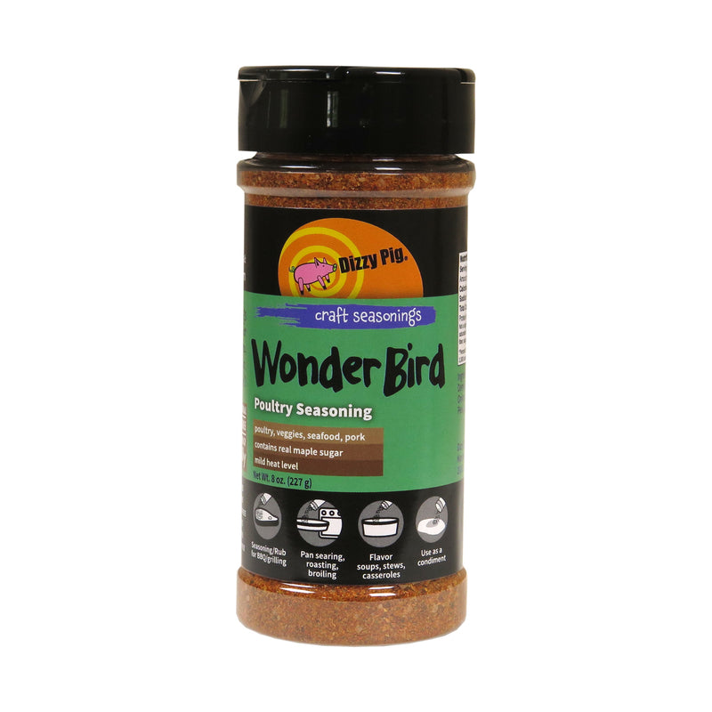 Dizzy Pig Wonder Bird Poultry Seasoning Rub (8oz Shaker) - Seasons 30+lbs of Food - Hand Made in the USA - MSG Free, Gluten Free