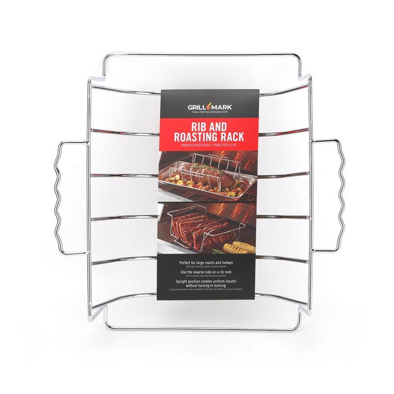 Grill Mark Non Stick Spacious Chrome Plated Steel Rib And Roast Rack Silver 10 x 4.7inch 06828ACE