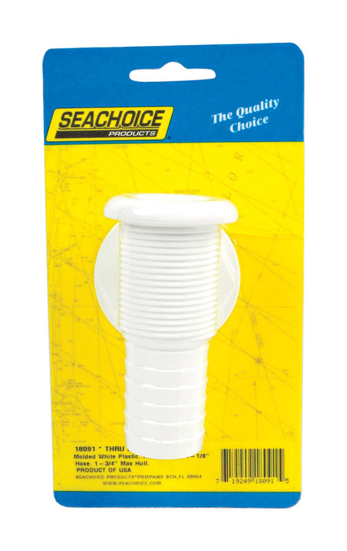 Seachoice Thru-Hull Connector w/ Broad Flange, White Finish, 1.125 In. 18091