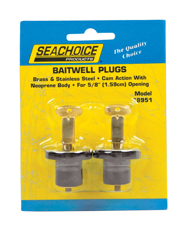 Seachoice Deck and Baitwell Plug, 5/8 in. Brass, Set of 2