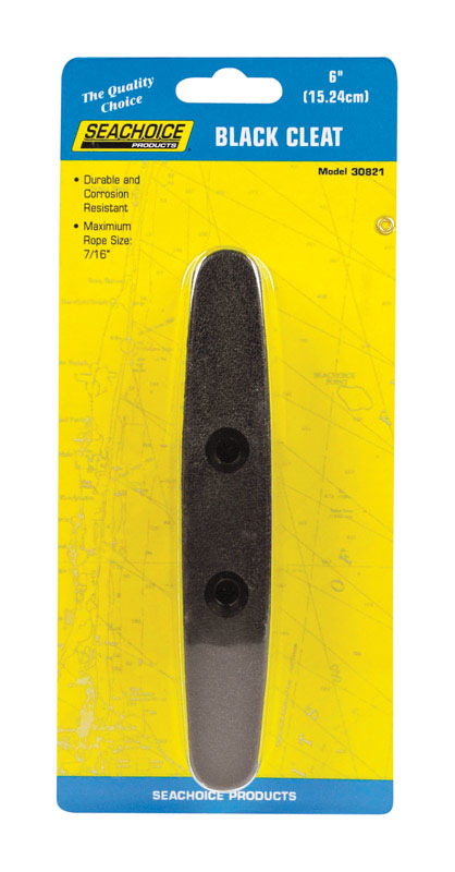 Seachoice Plastic Open Base 6 in. Boat Dock and Anchor Line Cleat w/Black Finish
