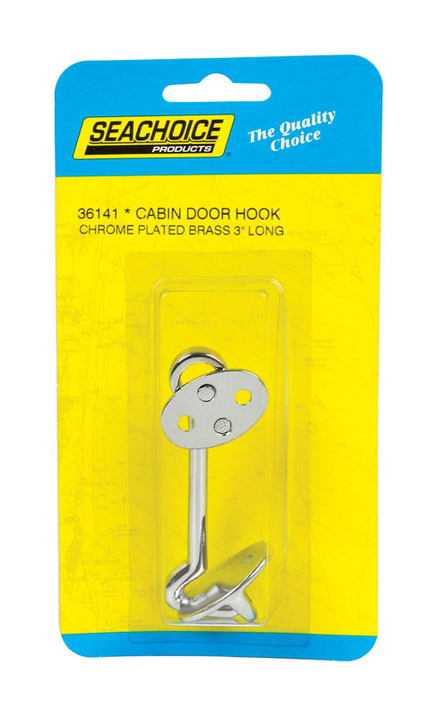 Seachoice Chrome-Plated Cast Brass 3 in. Marine Cabin Door Hook w/ #6 Fastener