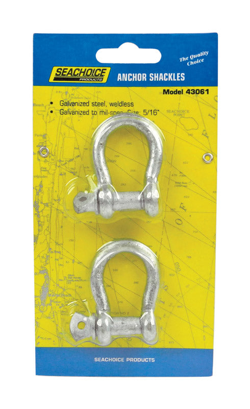 Seachoice Galvanized Anchor Shackle, 5/16 in., 1,650 Lbs. Max Load, Pack of 2