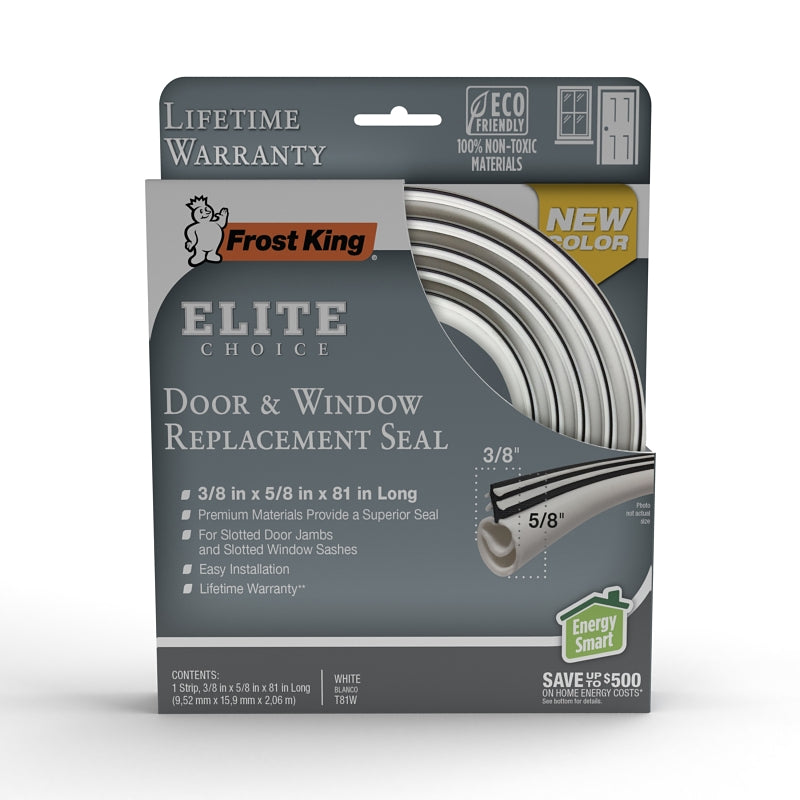 Frost King T81BW 3/8 in. x 5/8 in. x 81 in. White Door & Window Replacement Seal
