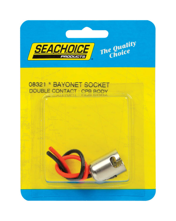 Seachoice Bayonet Bulb Socket for Bayonet Style Miniature Lamps, 4 In. Wire Leads,White 08321