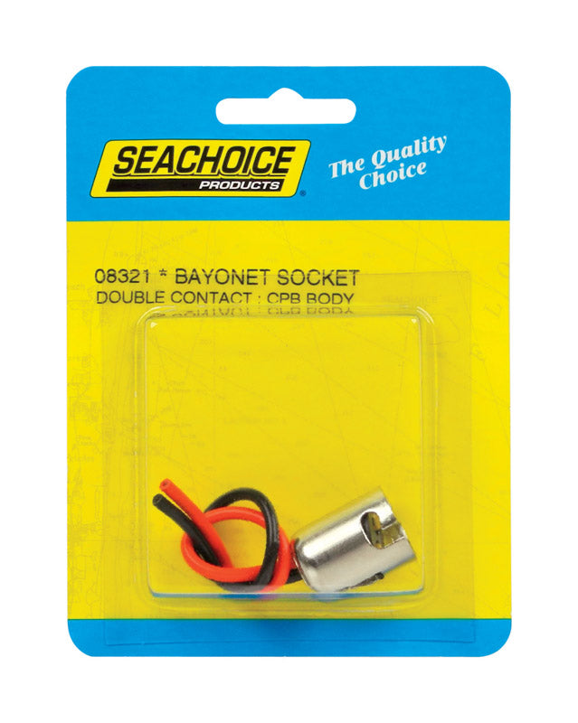 Seachoice Bayonet Bulb Socket for Bayonet Style Miniature Lamps, 4 In. Wire Leads,White