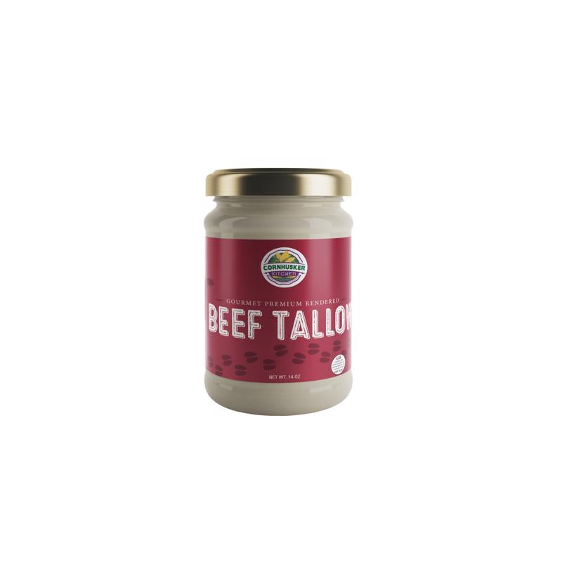 Cornhusker Kitchen Gourmet Premium Rendered Edible Beef Tallow Animal Cooking Oil 14oz Jar - Shelf Stable