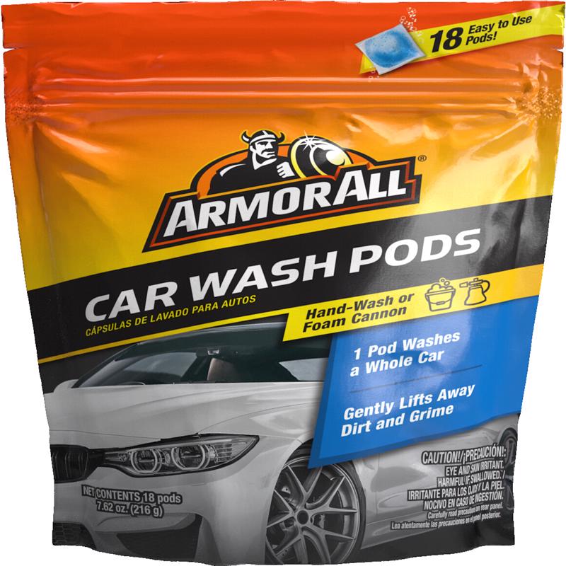 Armor All Car Wash Pods, Pre-Measured, Dissolvable, Super-Concentrated Formula, 18 Count