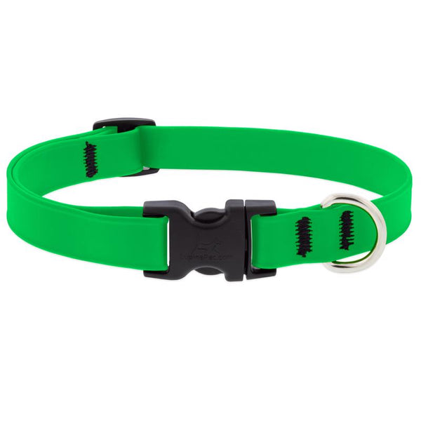 LupinePet Waterproof BioThane 3/4" Dog Collar for Small to Medium Breeds, Color: Neon Green, Small: Adjusts from 9 to 14 in, 3/4-in Wide 28301