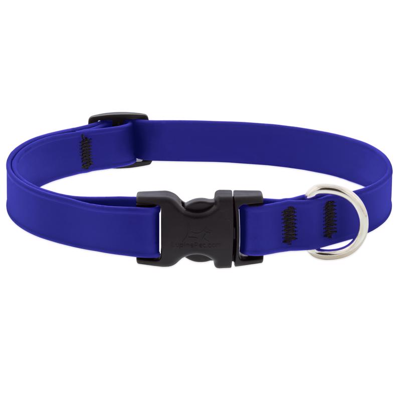 LupinePet Waterproof BioThane 3/4" Dog Collar for Small to Medium Breeds, Color: True Blue, Small: Adjusts from 9 to 14 in, 3/4-in Wide
