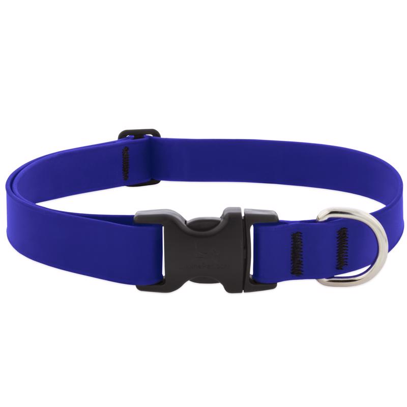 LupinePet Waterproof BioThane 1" Dog Collar for Large to X-Large Breeds, Color: True Blue, Large: Adjusts from 16 to 28 in, 1-in Wide