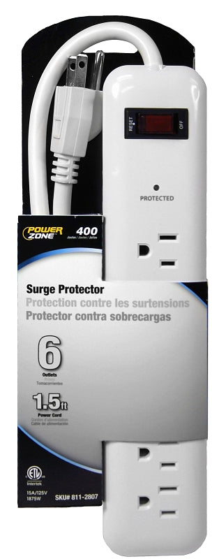 POWER ZONE OR802013 Surge 6 Outlet with 400J Strip