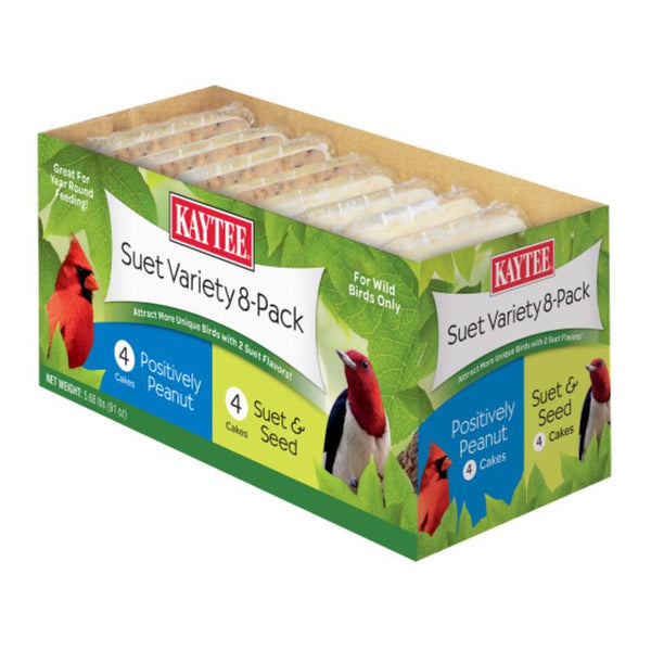 Kaytee Wild Bird Suet Cake Variety 8 Pack with 4 Positively Peanut & 4 Seed and Suet Cakes 100550779