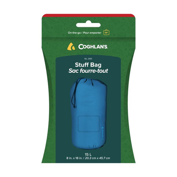 Coghlan's 15L Stuff Bag - Durable Ripstop Drawstring Sack with Water-Resistant Coating - Lightweight Outdoor Bag for Organizing Camping, Hiking, Backpacking, and Travel Gear 2551