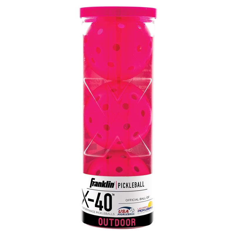 Franklin Sports Pickleball-x Performance 40 Outdoor Balls-Pink