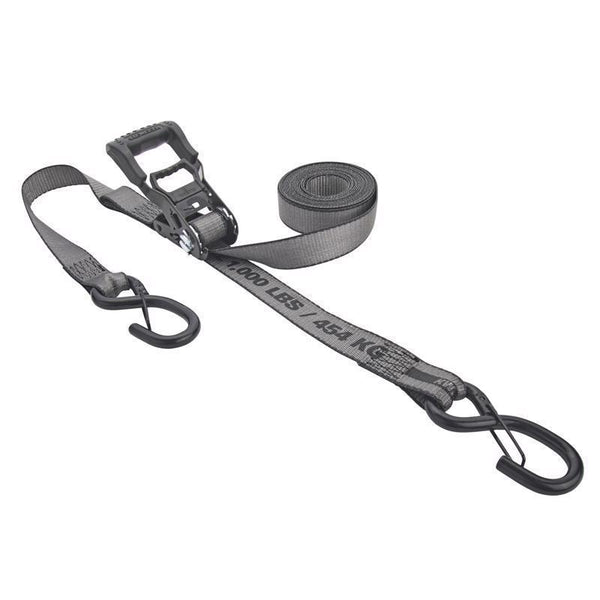 Keeper KwikFeed Ratchet Tie Down Straps 2 Pack, 1.25" x 16 ft, 1000 lb WLL / 3000 lb Break Strength, Patented Slide-in Loading, ExtremeEdge Webbing, Safety Clip Hooks, Glove-Friendly Handle 43571