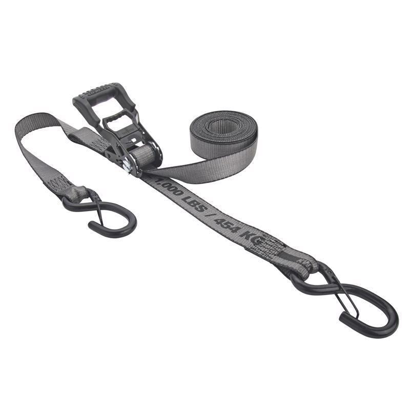 Keeper KwikFeed Ratchet Tie Down Straps 2 Pack, 1.25" x 16 ft, 1000 lb WLL / 3000 lb Break Strength, Patented Slide-in Loading, ExtremeEdge Webbing, Safety Clip Hooks, Glove-Friendly Handle
