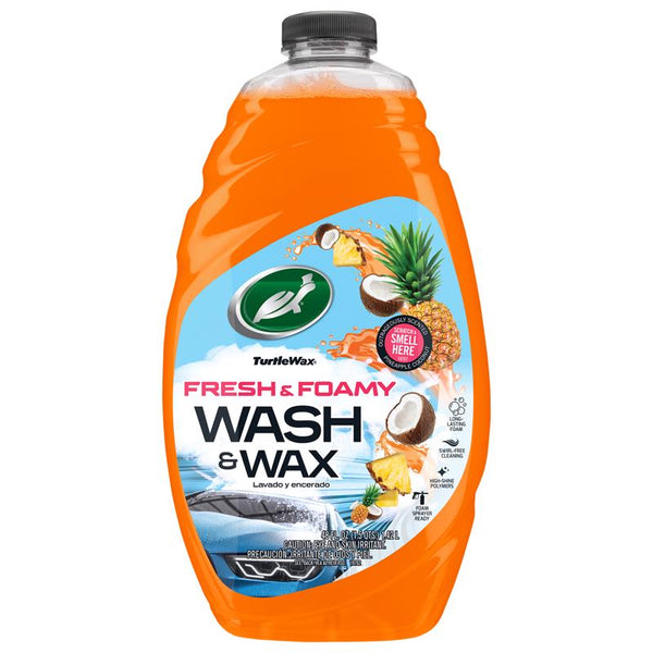 Turtle Wax Fresh & Foamy Wash and Wax, Pineapple Coconut Scent, 48oz bottle 54350