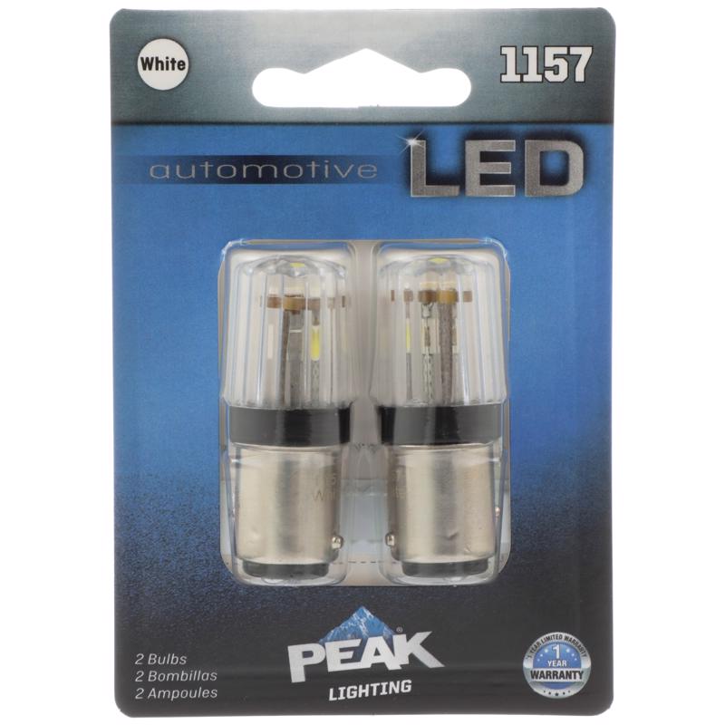 PEAK 1157LED-2BPP Bright White LED Bulbs for Turn Signals, Blinkers, License Plate, Car Interior, Brake Tail Lights, Pack of 2