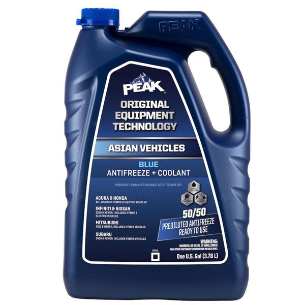 PEAK OET Extended Life Blue 50/50 Prediluted Antifreeze/Coolant for Asian Vehicles, 1 Gal. PABB53
